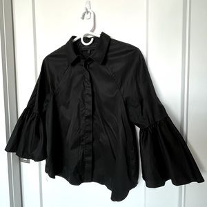 Kendall + Kylie Black Button-down Bell Sleeve Blouse